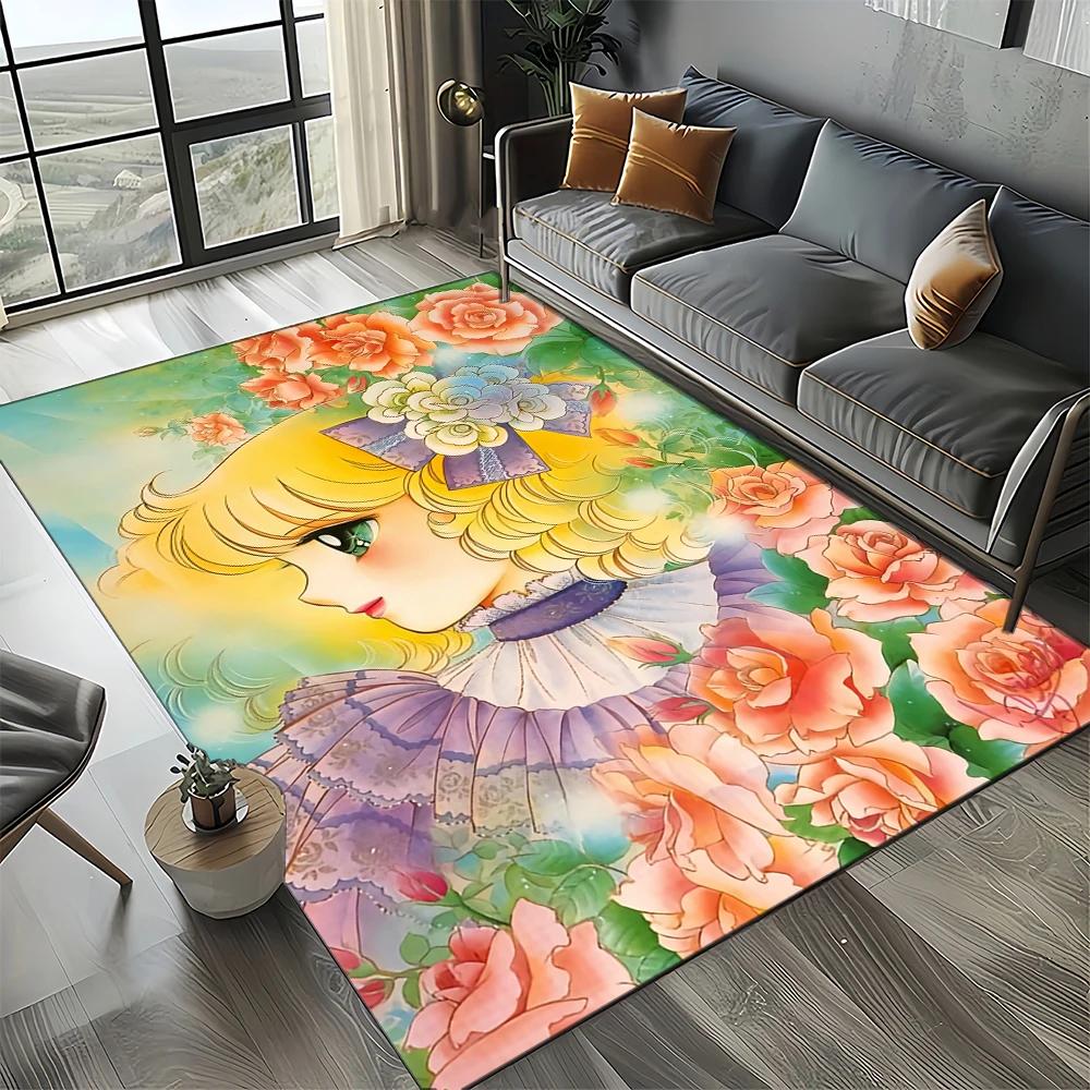 2025 Neuer Stil Süßigkeit Süße Mädchen Cartoon Anime Teppich für Wohnzimmer Schlafzimmer Dekoration, Rutschfeste Dekoration für Sofa Fußmatte Kinder