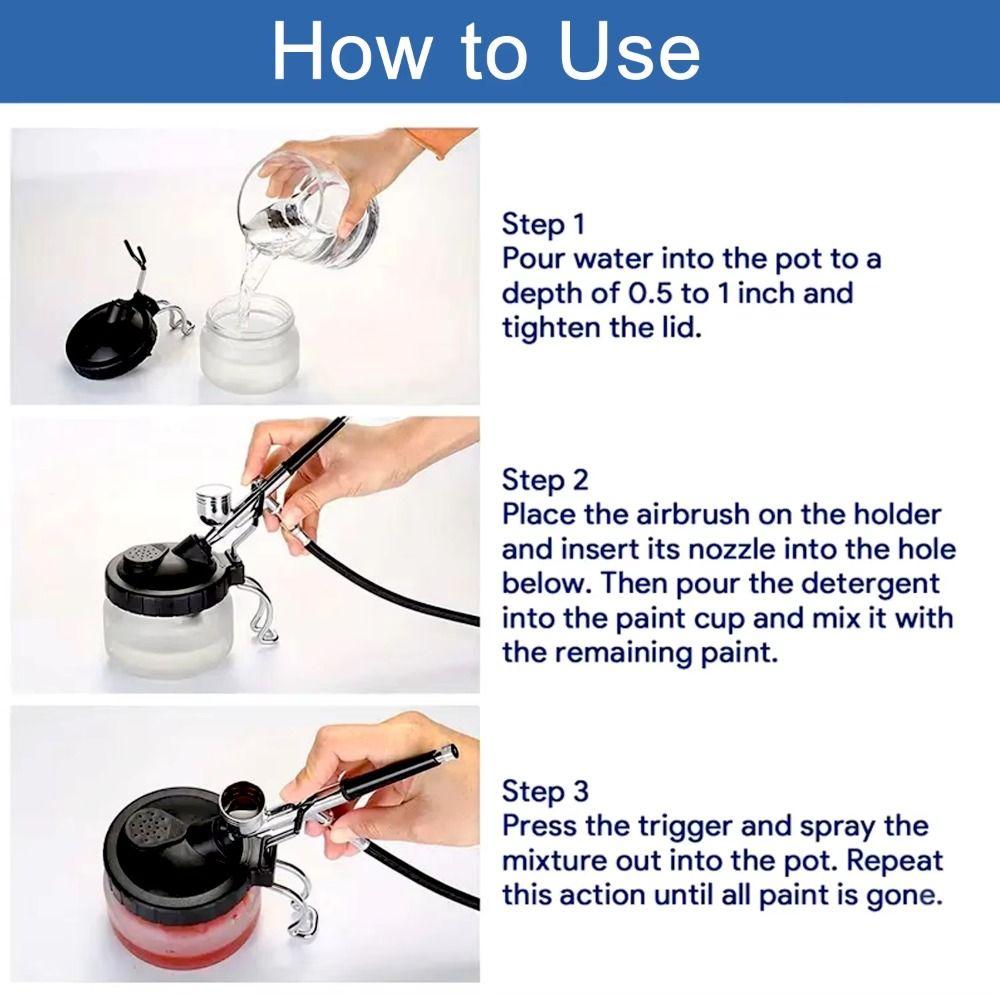 with Airbrush Hanger Airbrush Cleaning Jar with Cover Waste Liquid Collector  Clean Brush Tool