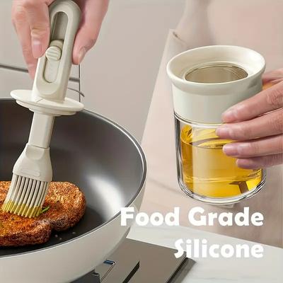 Pennello da cucina 2-in-1 in silicone con flacone per olio, per alimenti, per barbecue, per pasticceria, resistente al calore, utensili da cucina