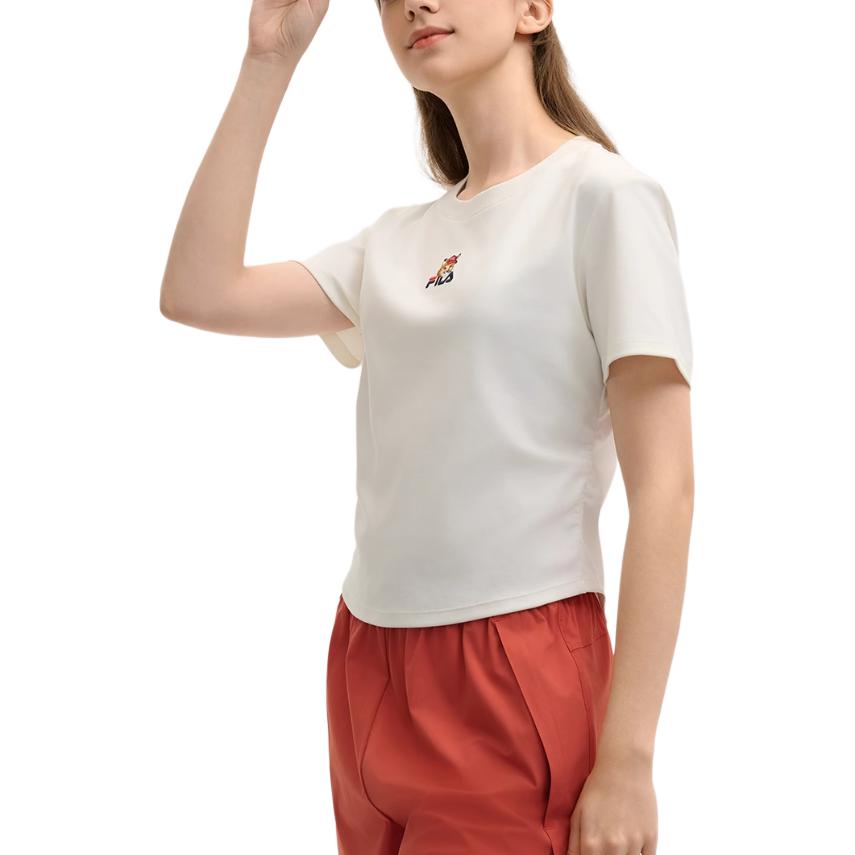 FILA Lifestyle Slim Fit Round Neck Comfortable Casual Short Sleeve T-Shirt Women T-Shirts Cloud-Mushroom-White F11W529120FWT