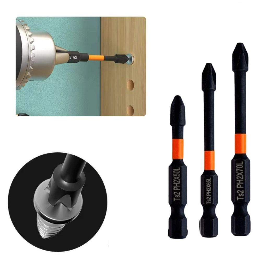 3PCS 50-70mm Impact Screwdriver Bit PH2 Cross Screwdriver Set Screwdriver Head  Electric Screwdriver