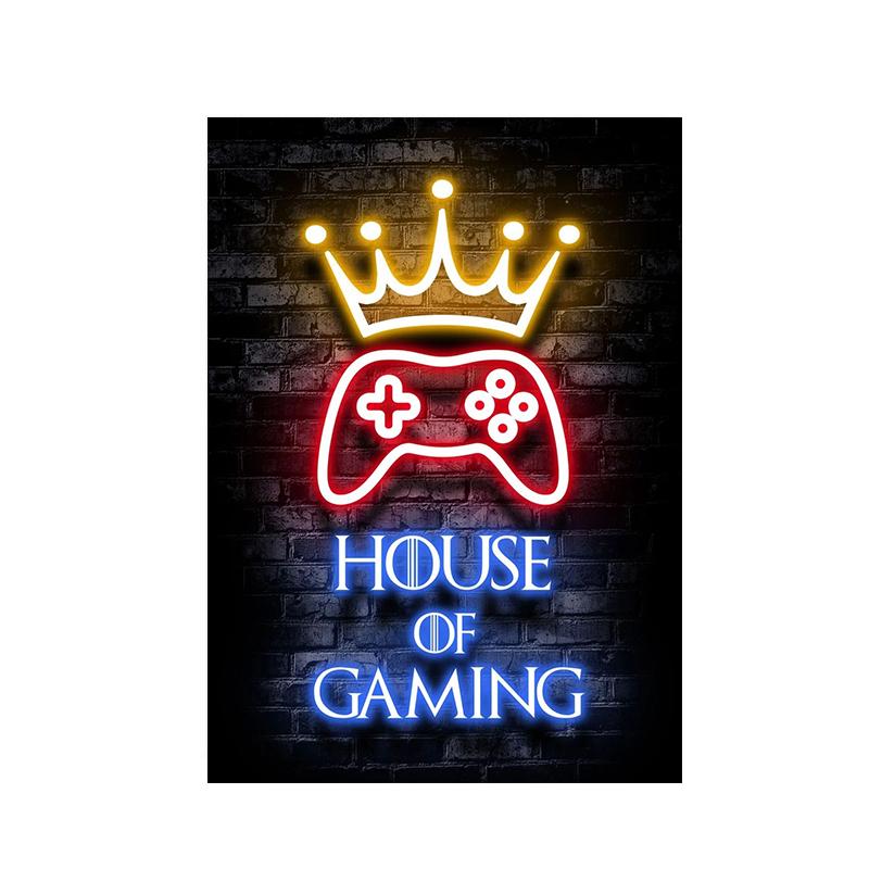 

Модный ретро игровой неоновый постер и принты, современная картина на холсте, настенная художественная картина для мальчика-геймера, украшение для спальни, дома 21X30cm No Frame