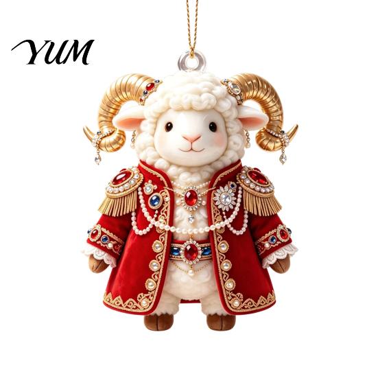 Seasonal Party Ornaments 2027 New Year Sheep Ornament, 2D Acrylic Christmas Tree Pendant Holiday Gift Ideas with Hanging String, Chinese Zodiac