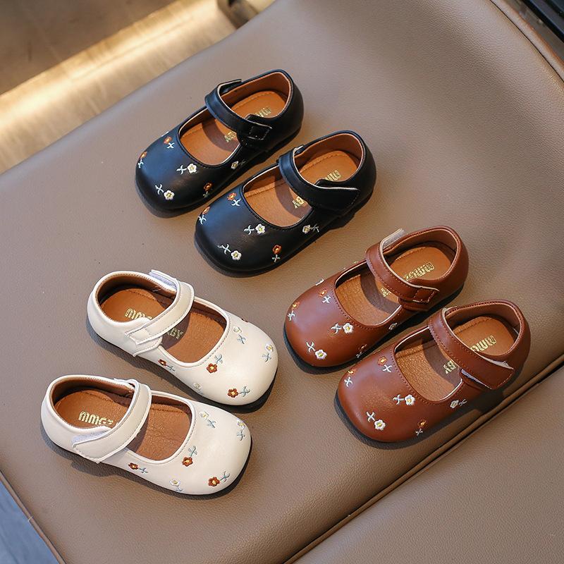 

Children S Small Leather Shoes Season National Style Girl Flower Princess Shoes Women Middle School And Older Children Versatile Single Shoes Tide 21 коричневый