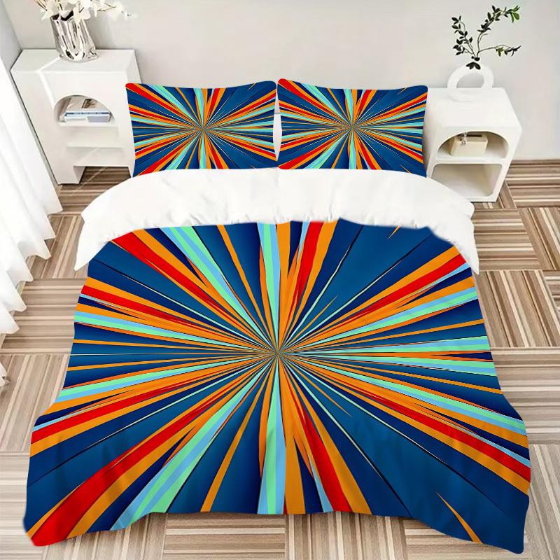 Juego de Fundas de Colcha de Colores Radiantes de 3 Piezas - 1 Funda de Edredón + 2 Fundas de Almohada, Decoración de Dormitorio para Todas las Estaciones, Perfecto para el Hogar038