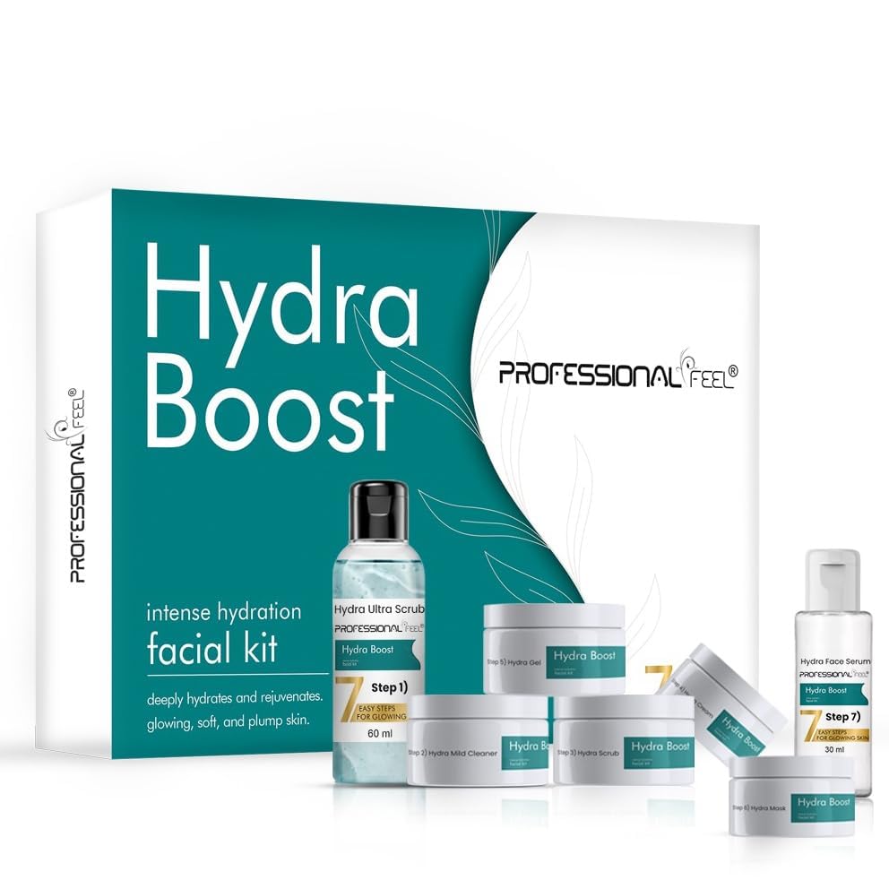 Professional Feel Hydra Boost Intense Hydration Facial Kit, Intense Hydration Facial, Glow with Hydra Boost (Set of 7) 300 gram