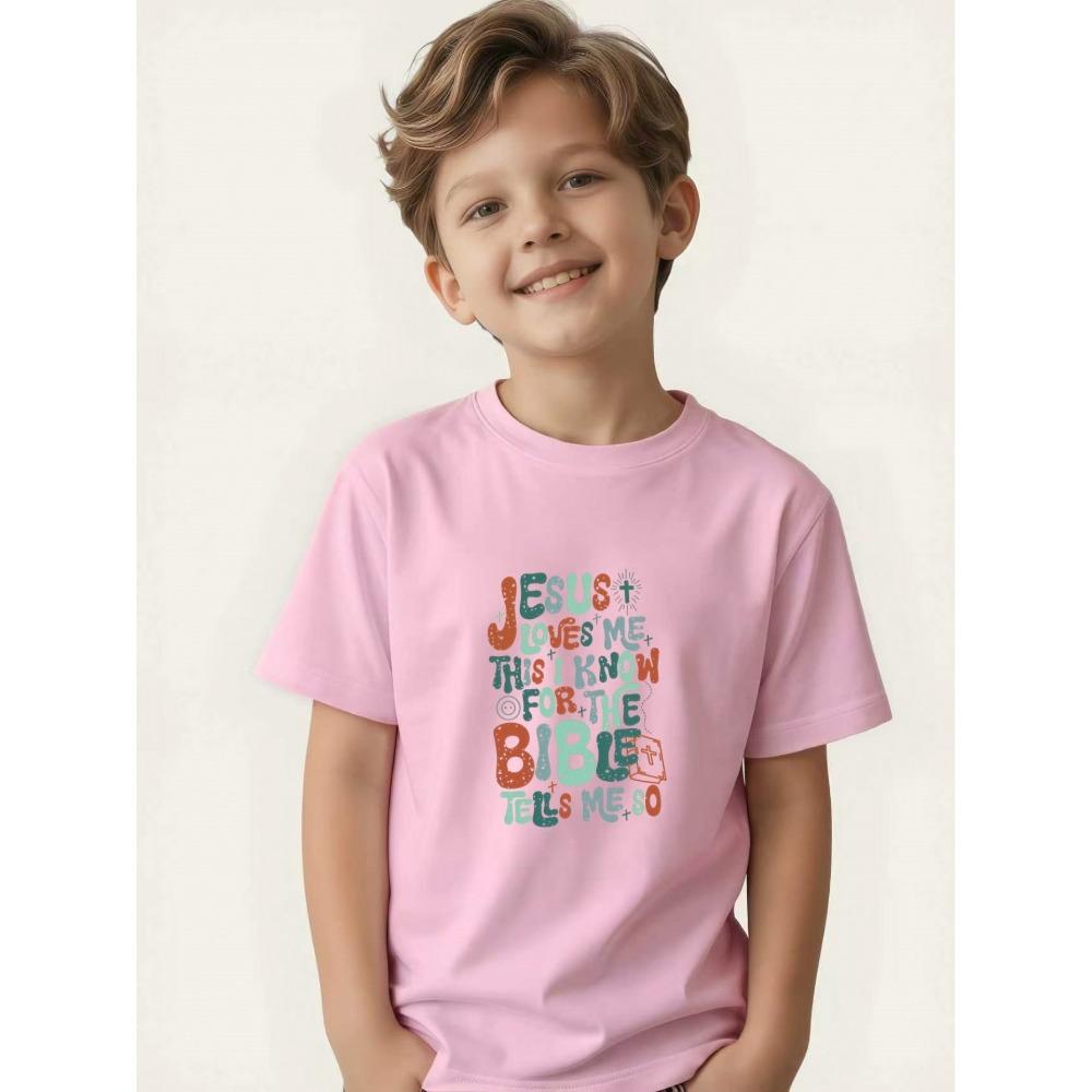 

Printed short-sleeved T-shirt, summer children s top, casual and versatile base layer for medium and large children 160