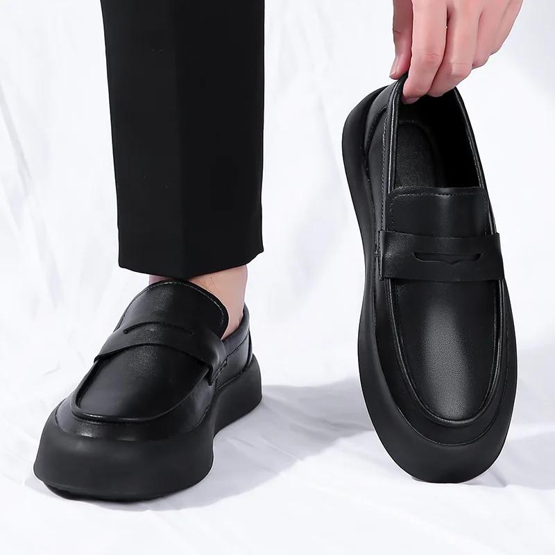 New Leather Off White Shoes Fashion Loafers Men Designer Soft-soled Platform Sneakers Business Men Dress Shoes Zapatos De Hombre