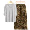 Pajamas Women's Spring and Summer New V-neck Short-sleeved Cotton and Linen Pants European and American Large-size Loungewear Two-piece Set