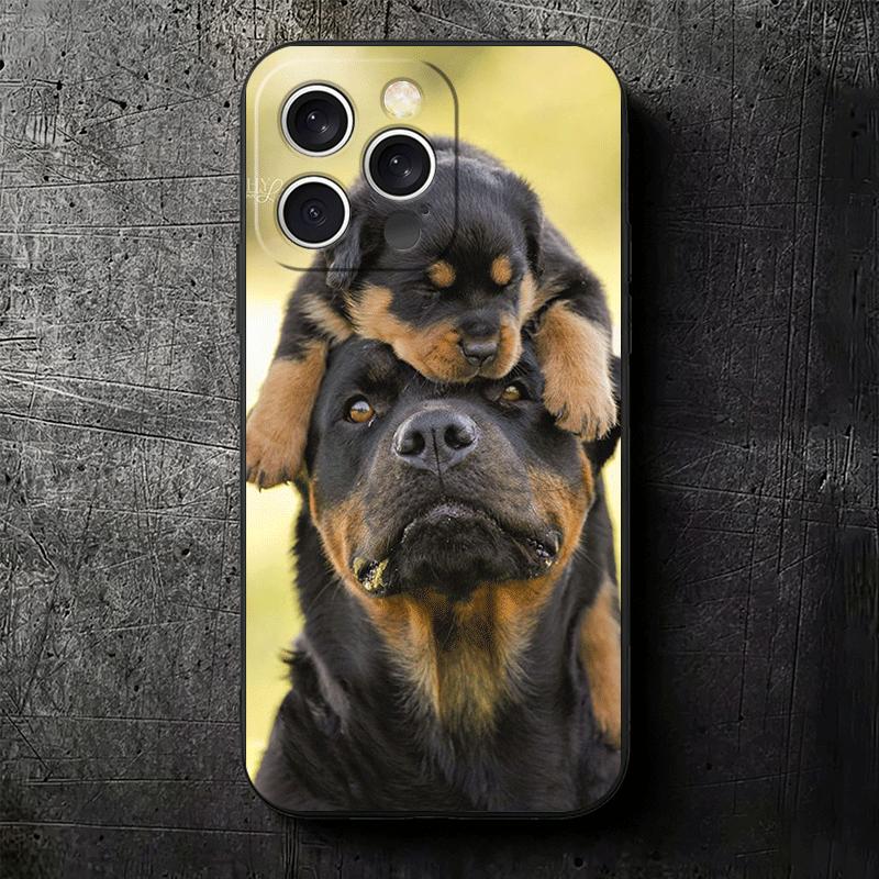 Rottweiler Dog Soft Phone Case for iPhone 16 16E 17 Air 15 Pro Max 14 Plus 13 Mini 11 12 7 Black Cover Back Shell