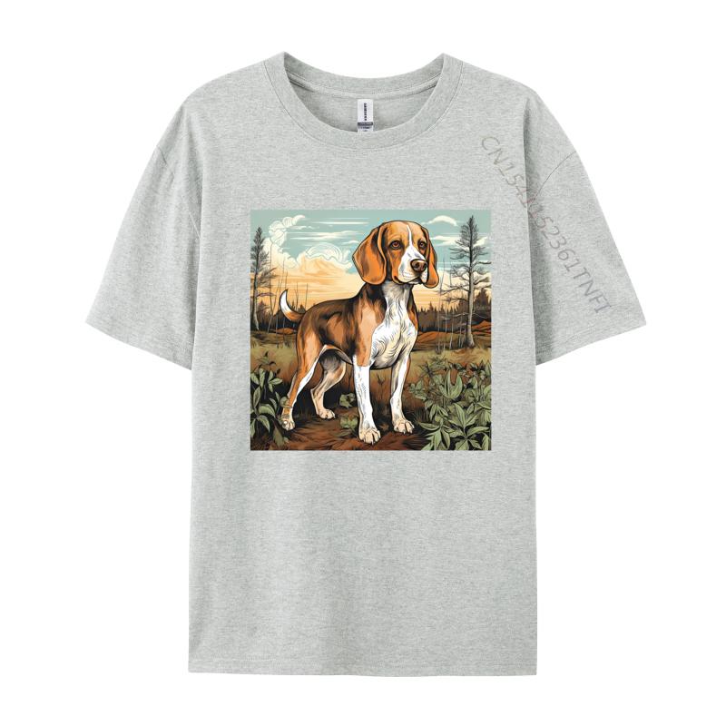 Dog Beagle Dog In Retro TShirt Dog Outdoor Casual Cotton Mens Tees Fashionable Fitted Tshirts For Autumn
