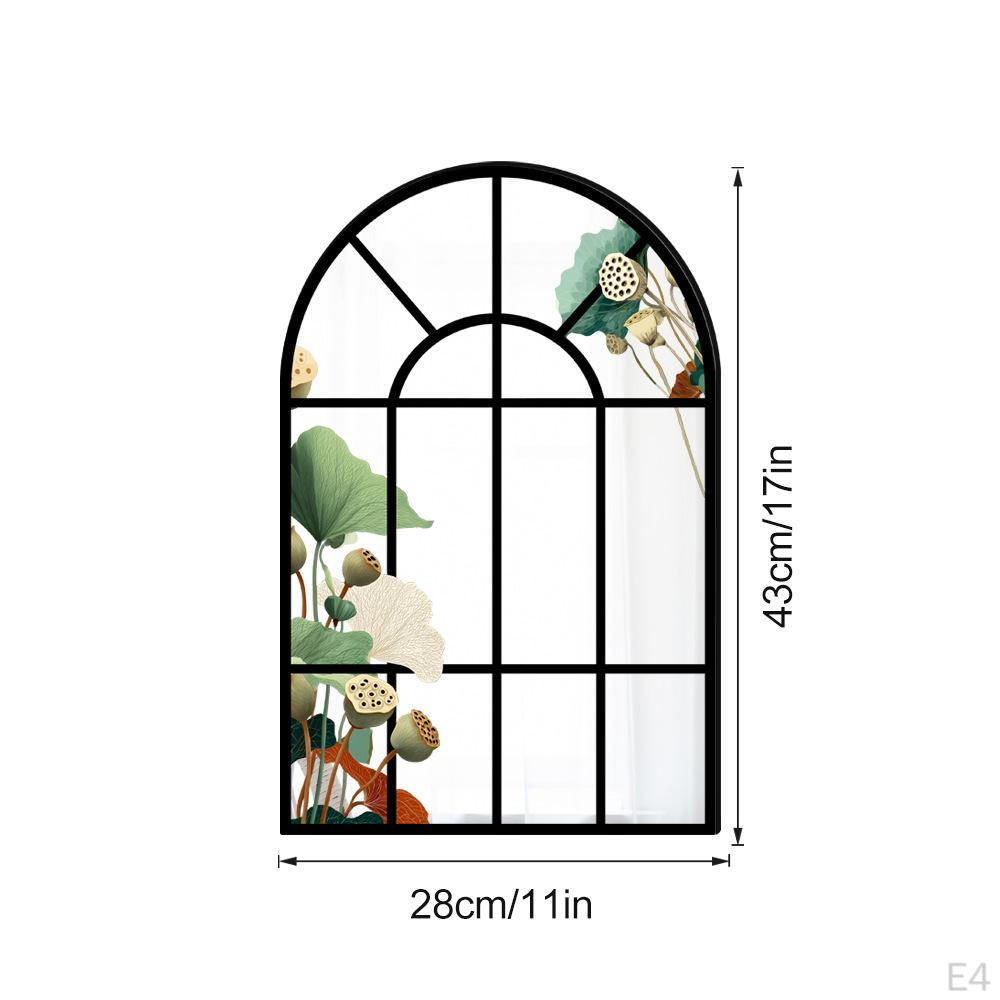 Arch Window Mirror Simple Wooden Frame Windowpane for Living Room Home Farmhouse Decor