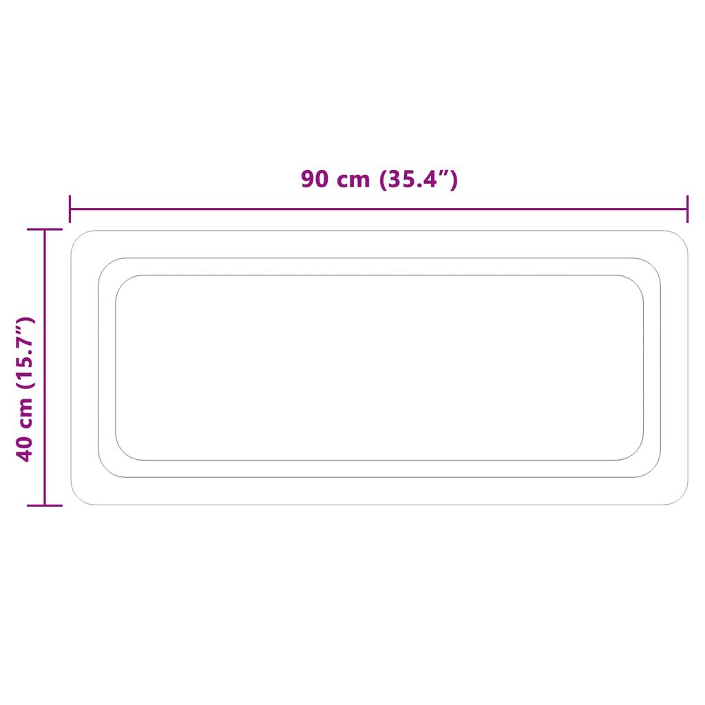 LED Bathroom Mirror Transparent 90 x 40 cm Tempered Glass