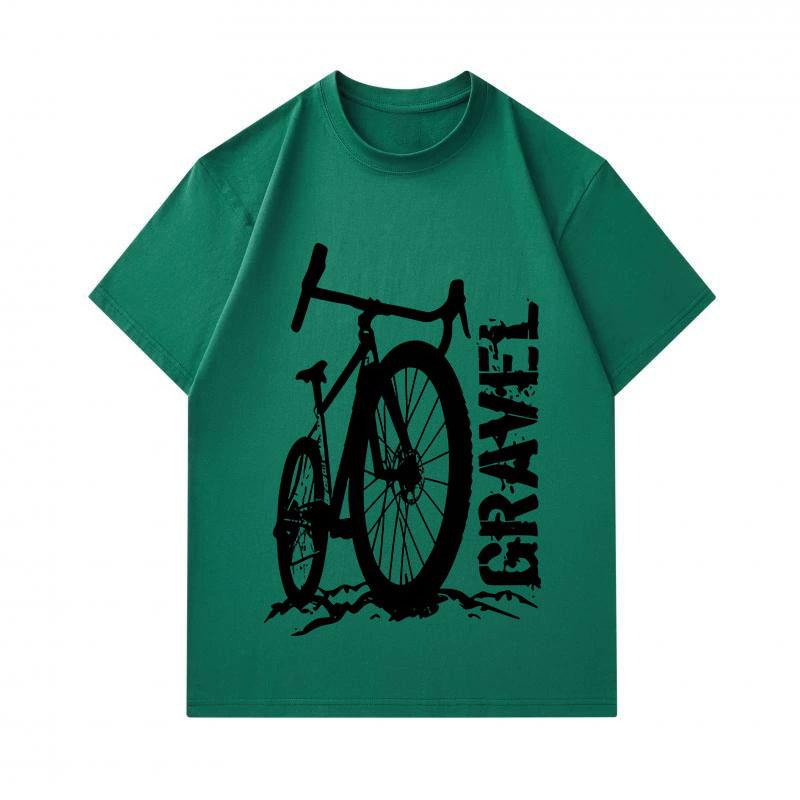 Men's 100% Cotton Crew Neck Short Sleeve T-Shirt, Vintage Gravel Bike Printed Casual Tee, Comfortable Breathable Daily Wear Top For Bicycle Cycling En