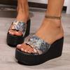Sandals Women's Summer New Thick-bottomed Wedge Heel Comfortable Large-size Printed Women's Cool Slippers Batch