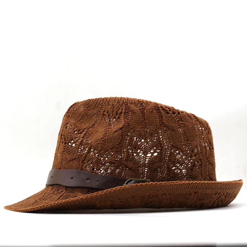 Vintage Hollowed Men Panama Hat Men Cotton Fedora Male Sun hat Women Summer Beach hat Chapeau dad Jazz Trilby Cap Sombrero