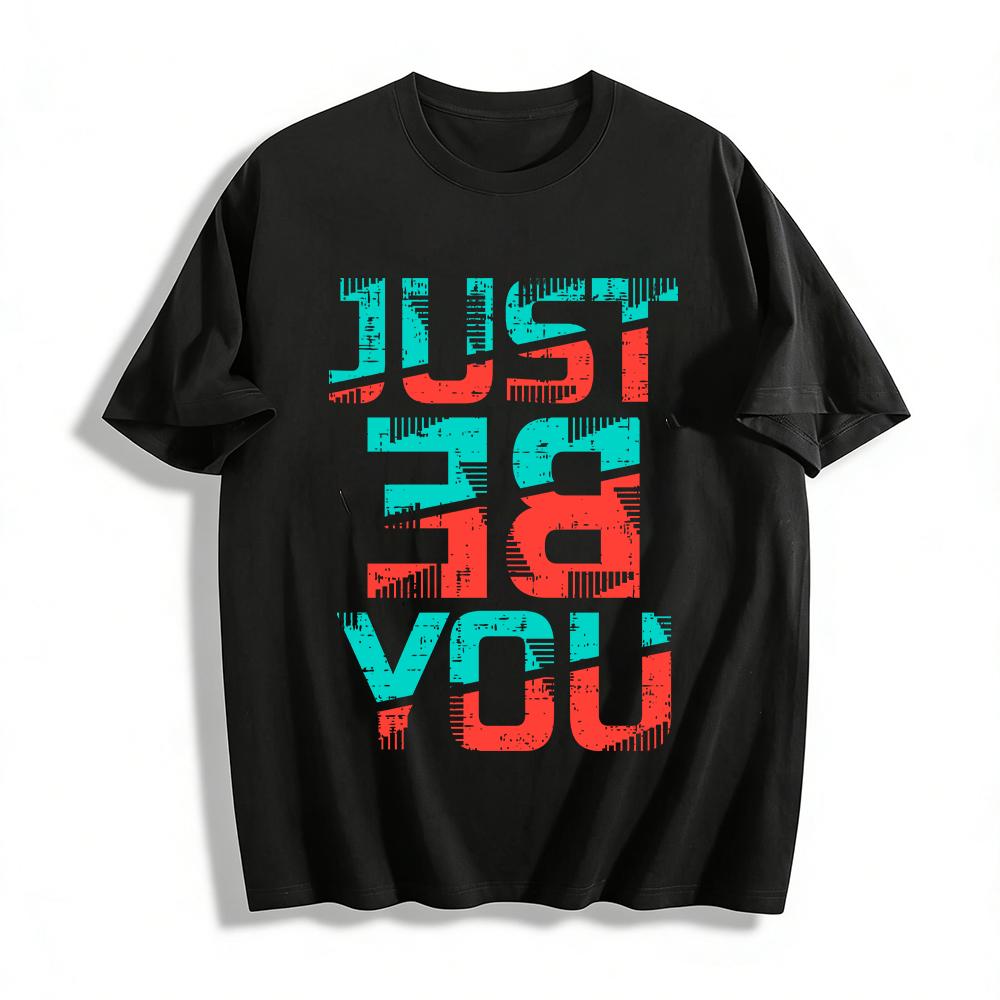 

Original Be Yourself Glitch Print Casual Tee Pure cotton T-shirt XXS