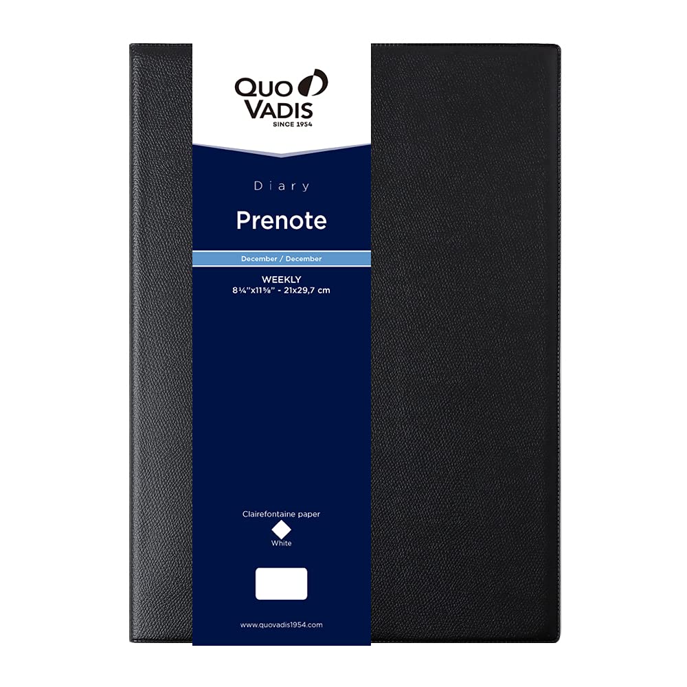 

Quo Vadis 2026 Edition Planner Diary Prenote/Anpara (Weekly Vertical, Starting December 2025, A4 Size, English Version), Black (qv02401bk)