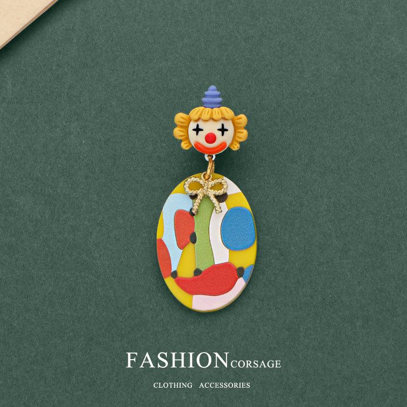 

Versatile Clown Brooch: Creative Circus Oil Painting Pin for Backpacks & Pencil Cases, Unisex Funny Style Decoration