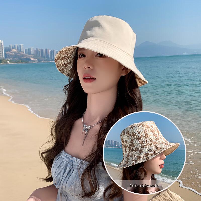 Женская двусторонняя панама-ведро с цветочным принтом и бантом