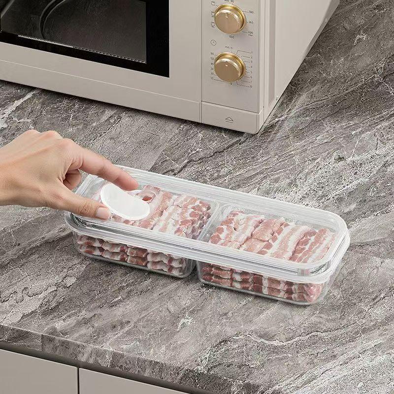 

Контейнеры для хранения свежих продуктов, Контейнеры с отделениями для замороженного мяса и овощей и Замороженные контейнеры для приготовления еды Two squares
