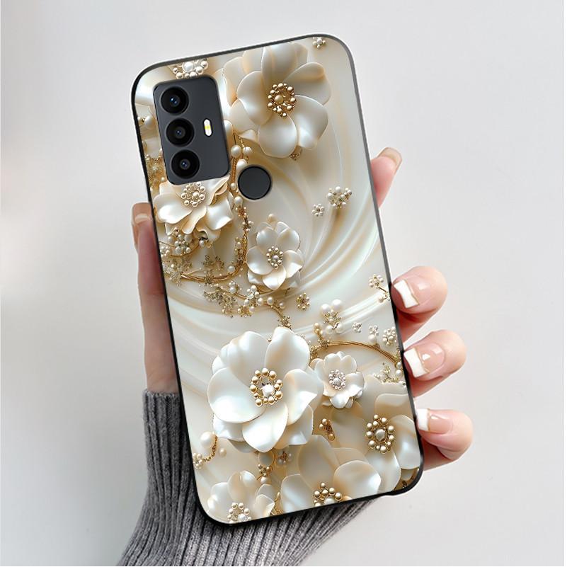 For TCL 30 SE 30E 306 305 Case 6165D 6102H 6102A 6102D Phone Cover Fashion Butterfly Flowers Black Soft Silicone Casing Bumper