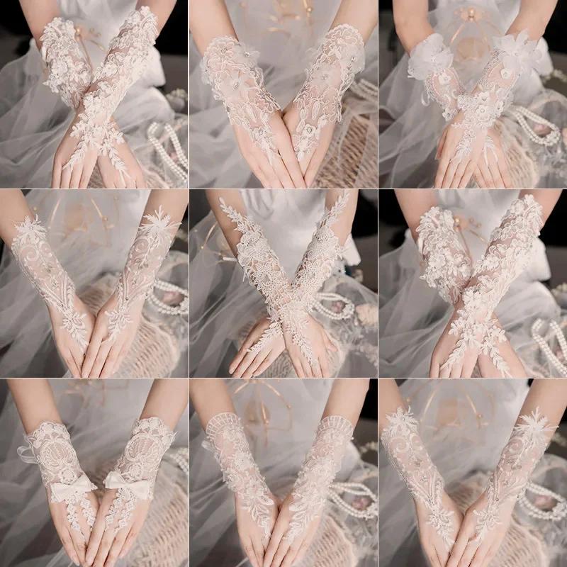 Bridal Gloves Long Lace Flower Accessories Wedding Hook Fingers Look Thin and Beautiful Gloves