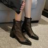 Women's high-heeled net boots spring and summer new thick-heeled large-size splicing cool boots