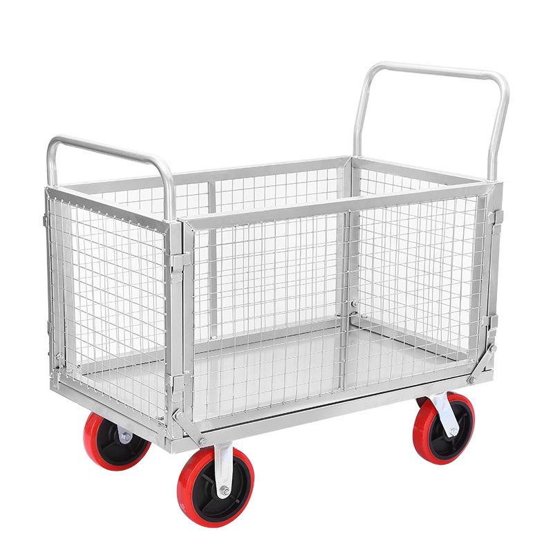Compact Folding Hand Truck Storage Cart with Fence