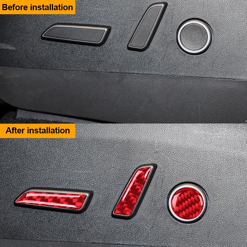 8PCS Real Carbon Fiber For Tesla Model 3 Model Y 2017-2022 Car Seat Adjustment Switch Button Sticker Car Interior Accessories