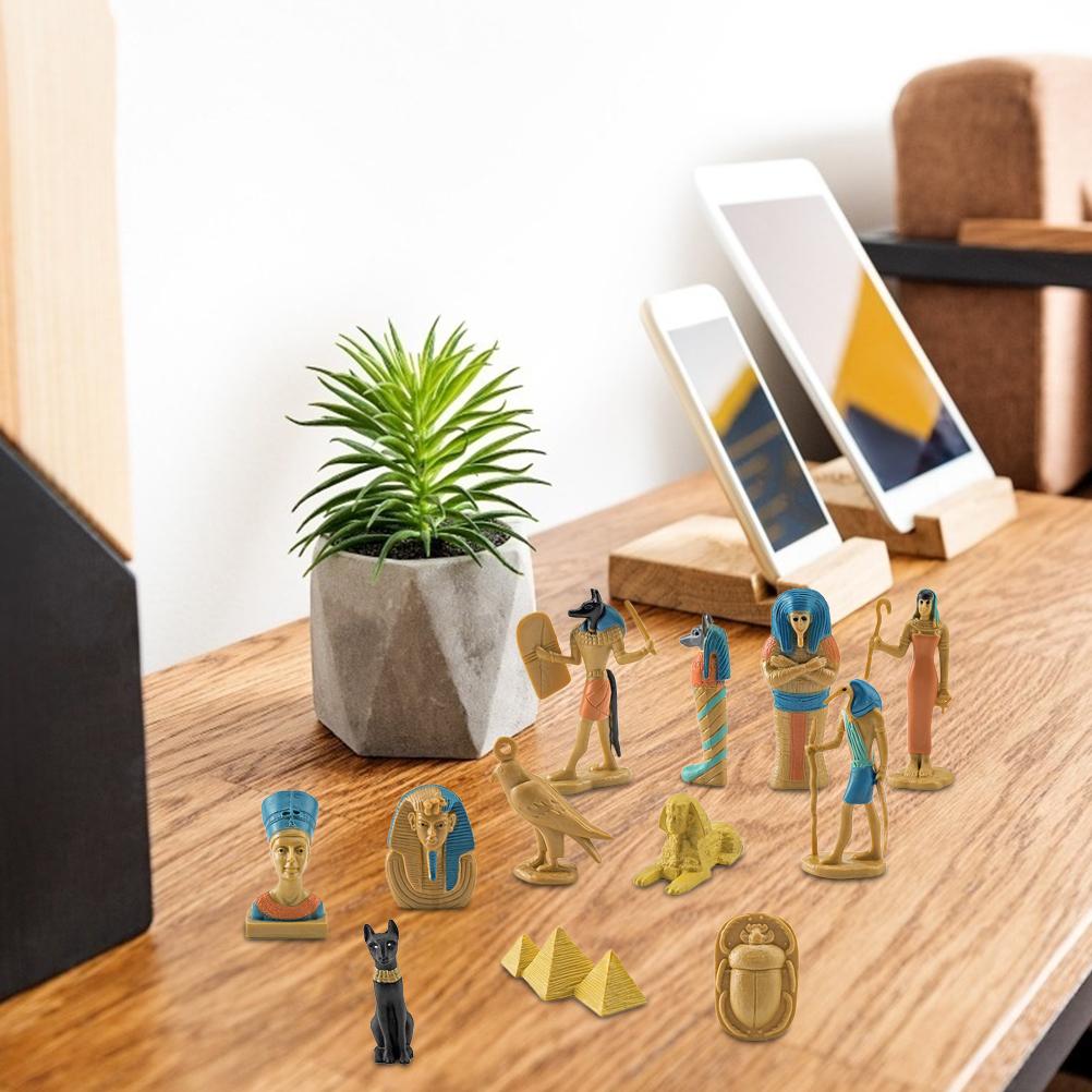 12 Pcs Ancient Egypt Egyptian God Goddess Figurines Set PVC Miniature Statues Set
