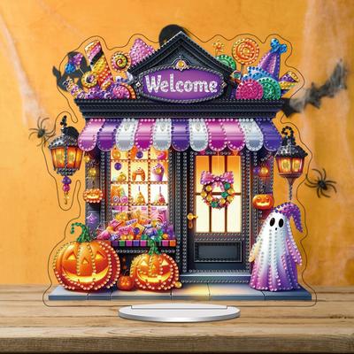 Acrylic Halloween Diamond Painting Tabletop Ornaments Kit Table Top Diamond Painting Ornament Kits for Home Office Desktop Decor