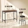 Set Tavolo Alto da Bar a 5 Pezzi con 4 Sedie, Design Industriale, per Cucina, Sala da Pranzo, Legno, Acciaio, Marrone