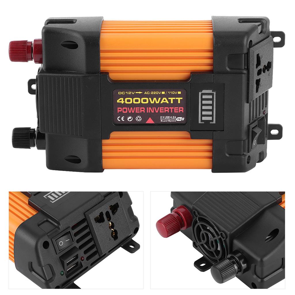 Menič napätia do auta Dvojitý USB 4000W Konvertor napájania do auta Transformátor s modifikovanou sínusoidou(DC12VAC220V )