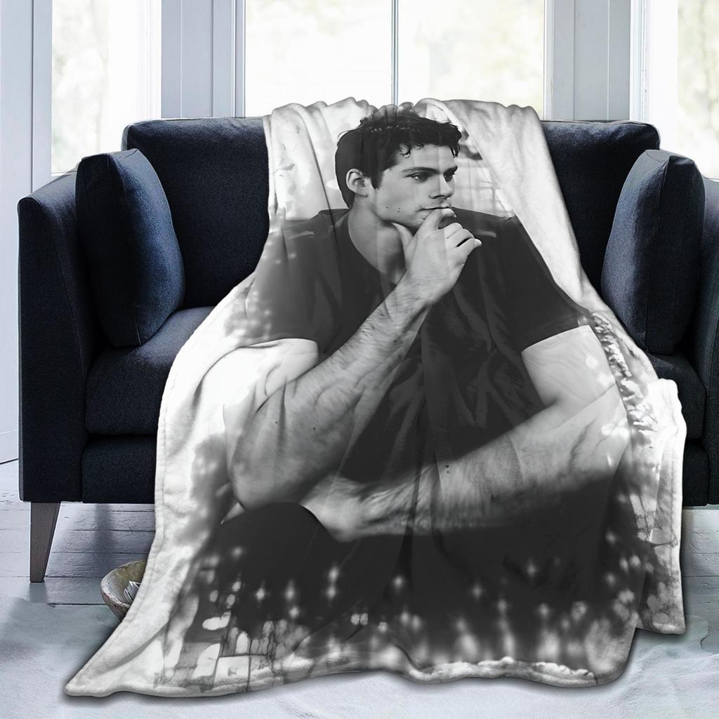 Dylan O'Brien Teen Wolf Decken Flanell Vintage Atmungsaktiv Überwurfdecken für Zuhause Herbst/Winter,