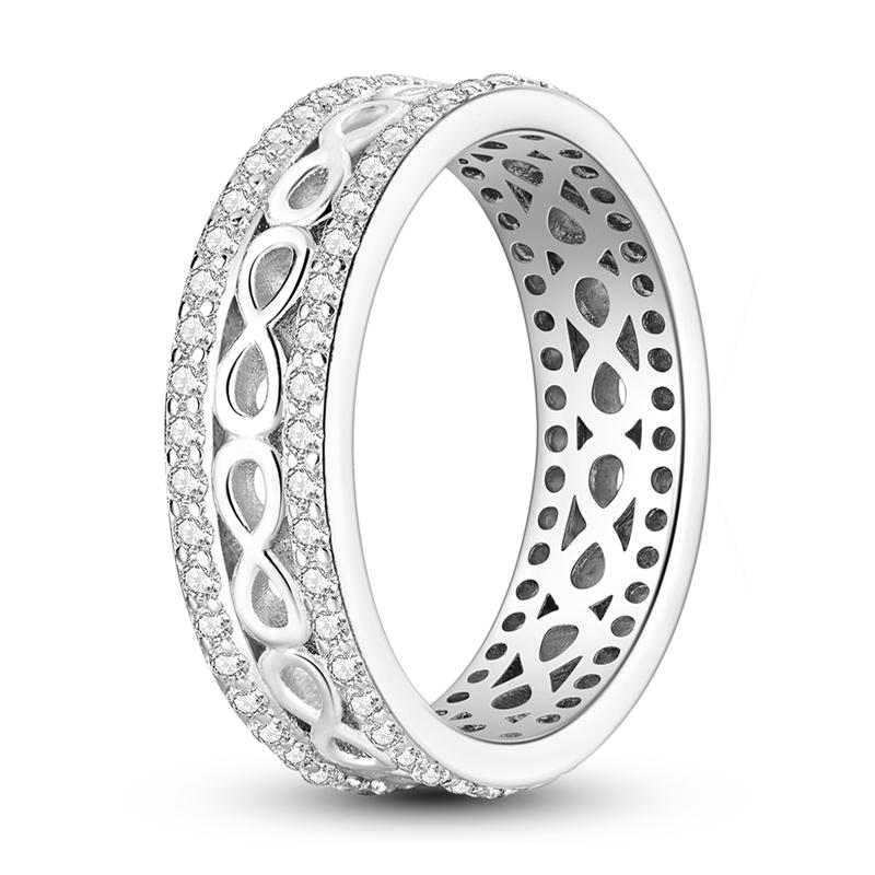 925 Sterling Silver Wedding Band Ring for Women Sparkling Starry Night Heart Zircon Stackable Ring Jewelry Party Engagement Gift