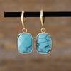 Natural Turquoise Geometric Rectangle French Ear Hook Earrings Earrings Earrings Light Luxury Jewelry