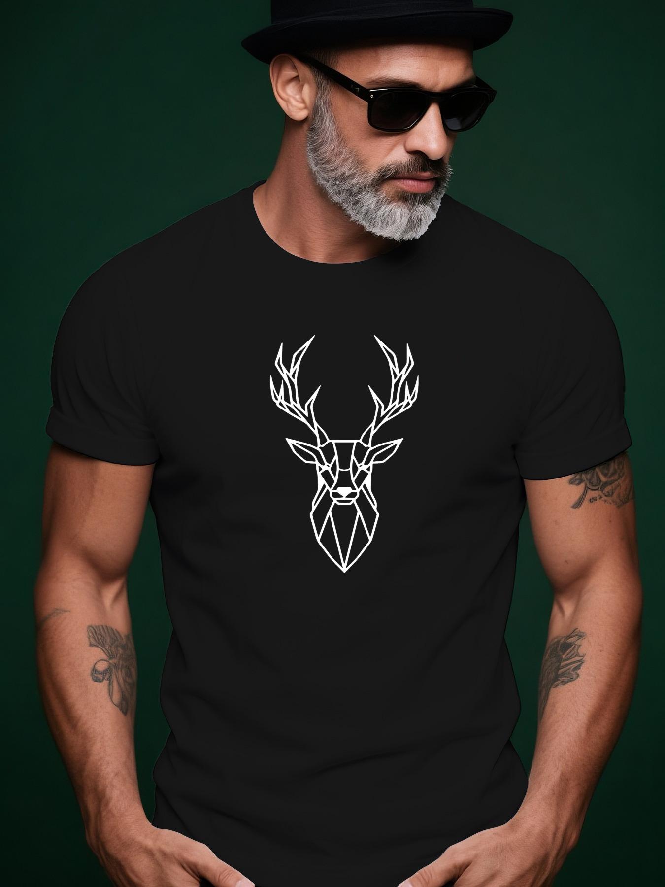 Abstract Elk Pattern Trendy Streetwear Summer Casual Roun... S