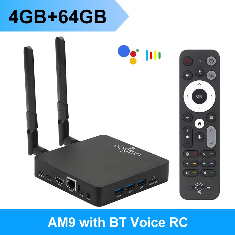 

UGOOS AM9 Amlogic S905X5 ТВ-бокс Android 14 LPDDR4 4G64G Поддержка AI-SR WiFi6 с BT Голосовым пультом 4G64G
