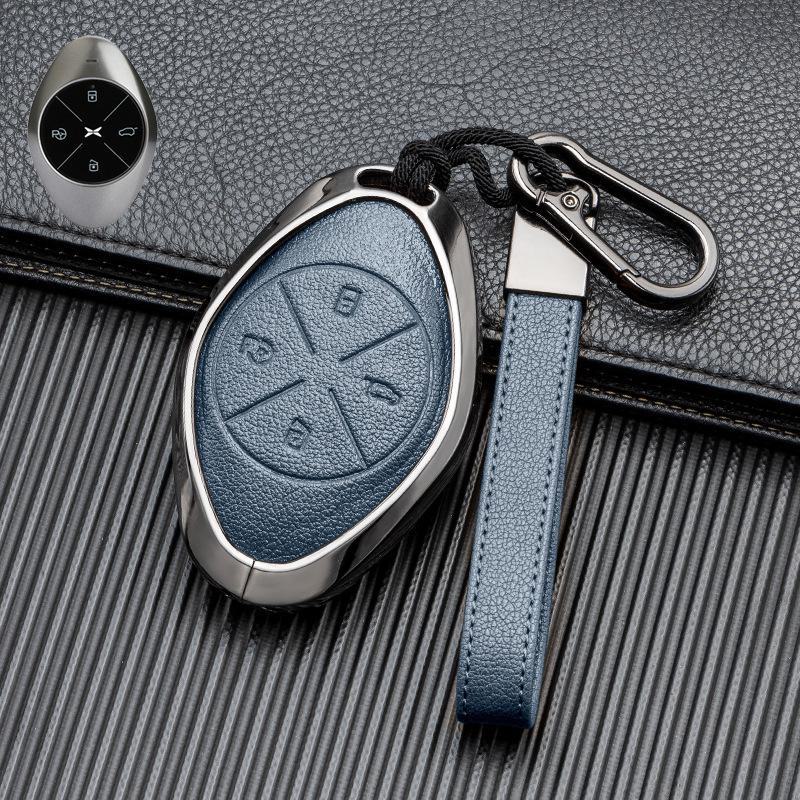 Husă de piele pentru cheie auto cu semnal bun pentru Xiaopeng P7 G9 G3 P5 - Metal acoperire completă, protecție față-verso