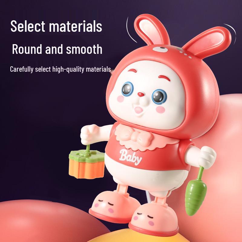 Electric Dancing Rabbit Toy for Babies: Encourages Head Lifting, Rolling, and Crawling with Sound and Movement.