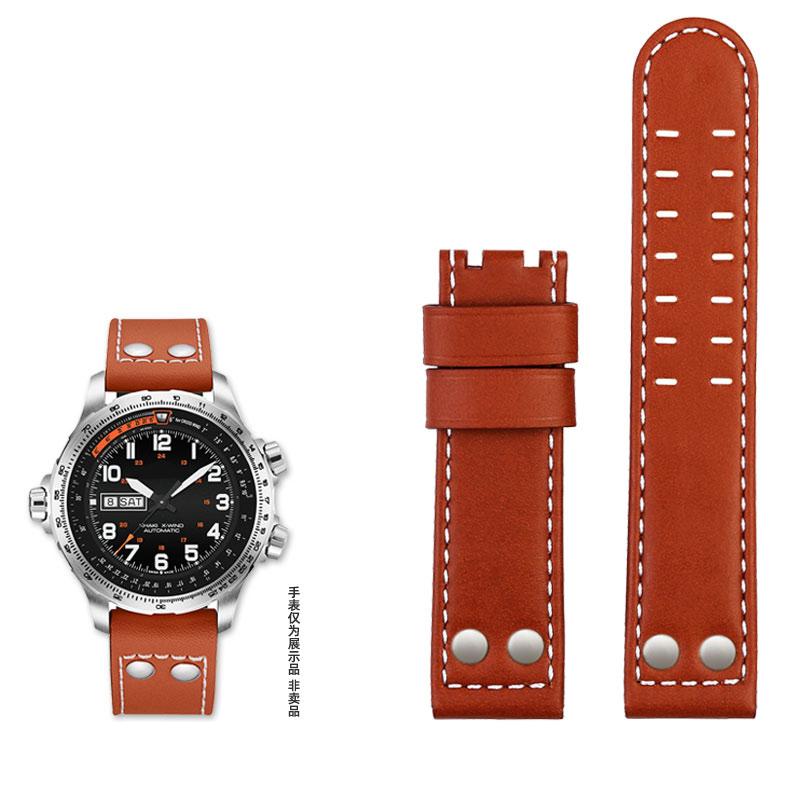 

Genuine Leather jazz WatchBand For Hamilton Khaki aviation H77616533 H70615733 Men s Watch strap 20mm 22mm Stainless steel rivet 20mm