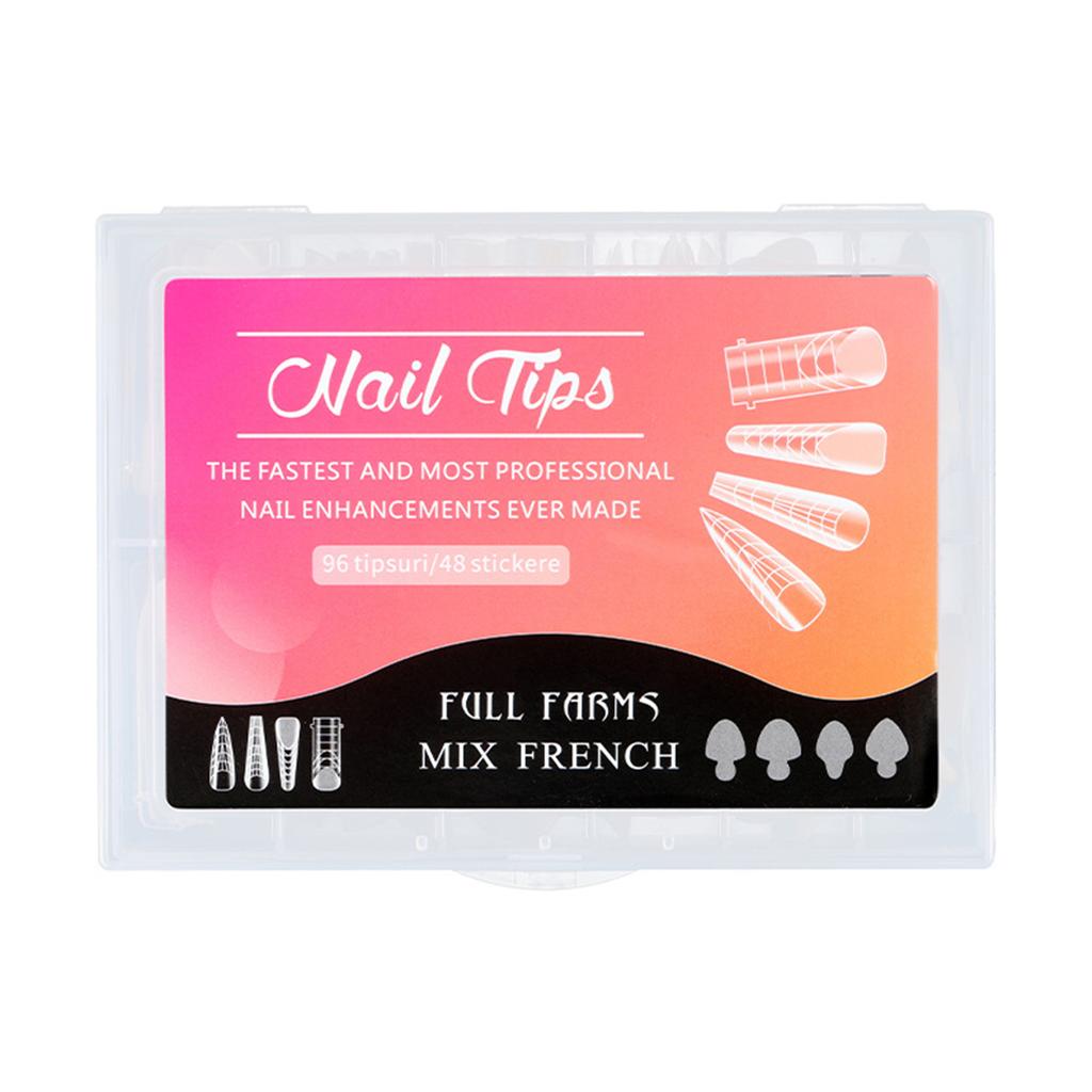 Klar Full Dekning Dualt Neglesystem Form Fransk Tupp Negleklistremerker UV Gel Neglekunstform Kunstige Negletipper for Forlengelse