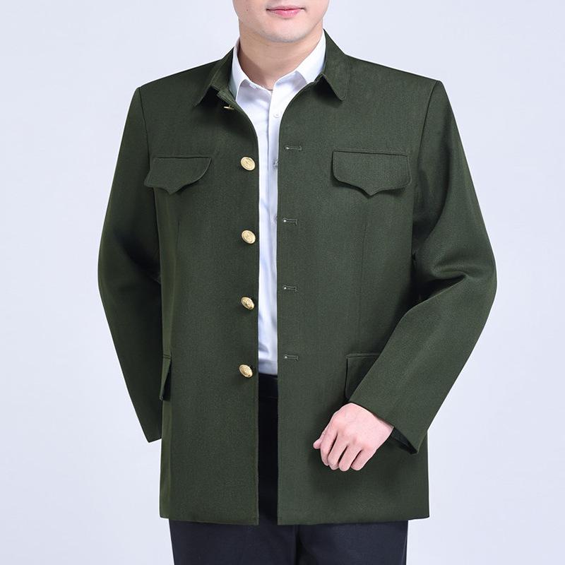 

Men s Zhongshan Suit Jacket for Middle-Aged and Elderly - Large Size, Loose Fit, Spring and Autumn Military Casual Wear 80 [165-185 lbs]