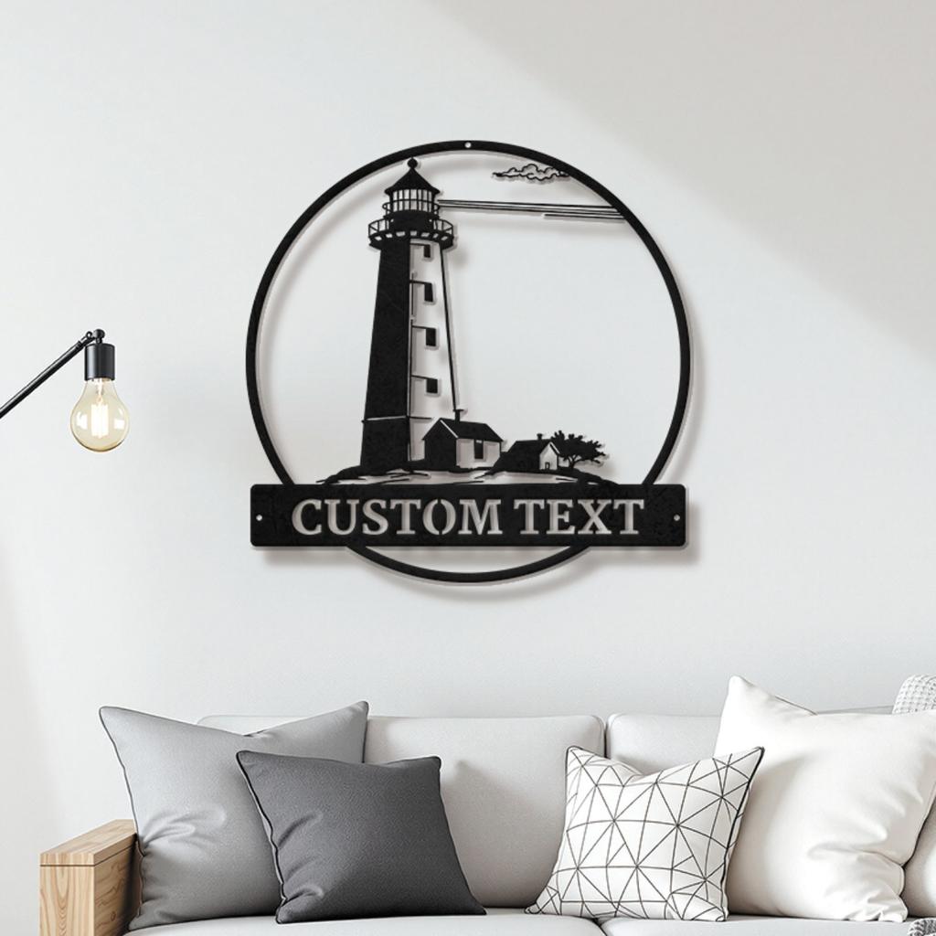 Custom Lighthouse Metal Sign Personalized Nautical Wall Art Home Coastal Decor Rustic Handcrafted Gift