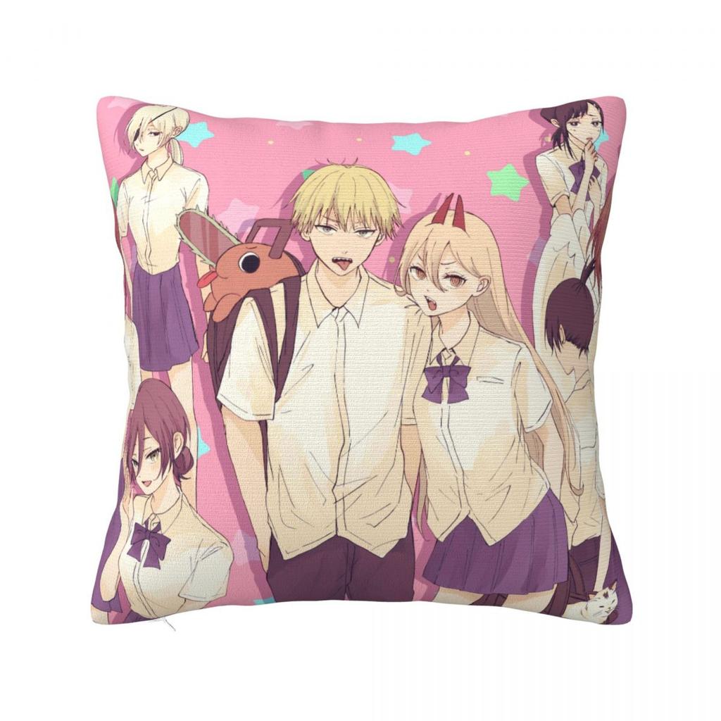 Anime Chainsaw Man Pillow Case Cushion Covers Customized Polyester Decor Pillowcover for Seat 45x45cm