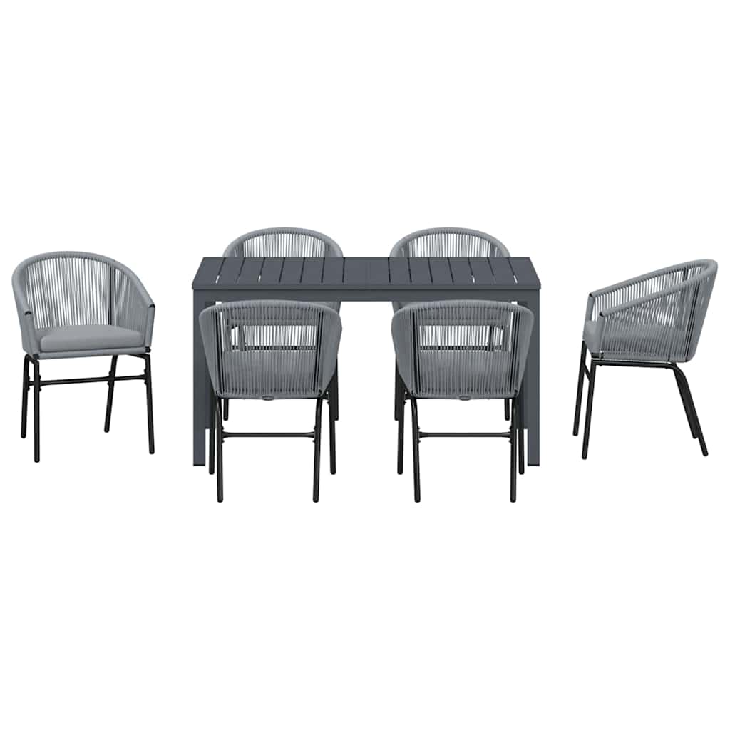 Garden Dining Set 7 pcs Grey Poly Rattan