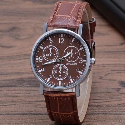 Trendy Unisex WristWatch Business Faux Leather Band Roman Numerals Analog Quartz Men Watch Blu-Ray New AVE