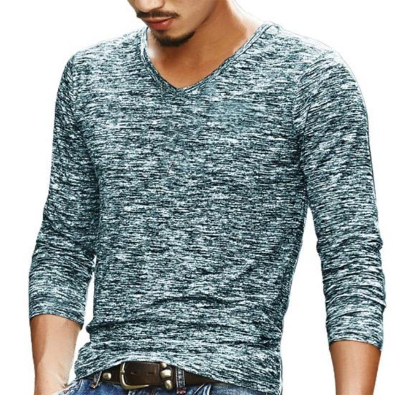 

Мужская рубашка с длинным рукавом и эластичным верхом с V-образным вырезом на осень XXXL зелёный