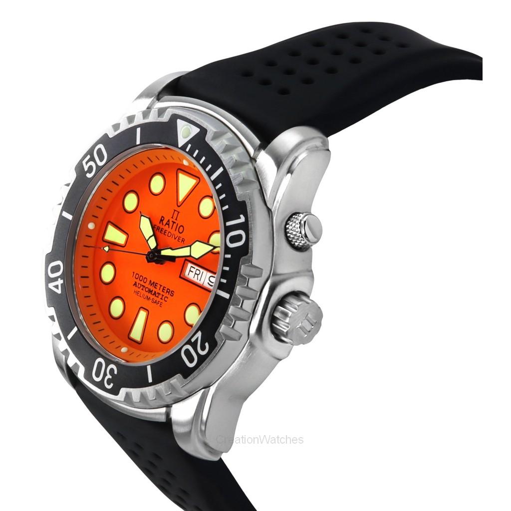 RATIO FreeDiver Version 02 Helium Safe 1000M Sapphire Automatic Orange Dial 1068HA90-34VA-ORG-V02 Men's Watch